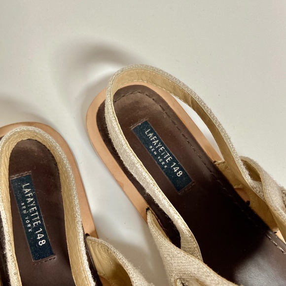 Lafayette 148 New York Cream and Brown Chain Sandals - Picture 3 of 9